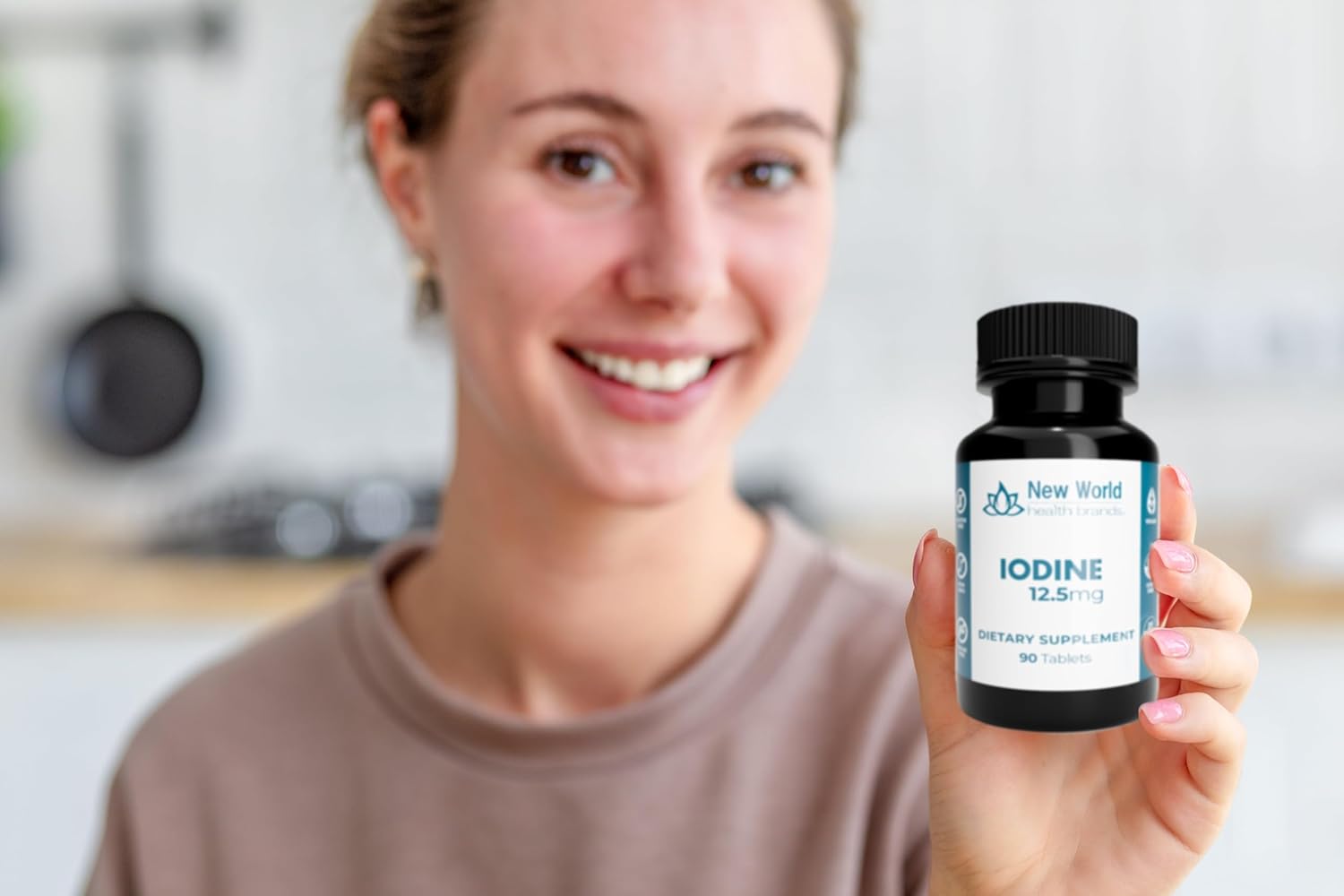 High Potency 12.5mg Iodine Tablets - 90 Count - Supports Growth, Thyroid & Metabolism - Fast Absorption & Easy to Swallow by New World Health Brands