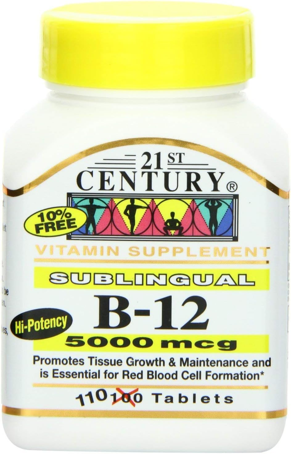 High Potency 21st Century B-12 5000 Mcg Sublingual Tablets - 220 Count Pack - Energy & Metabolism Support