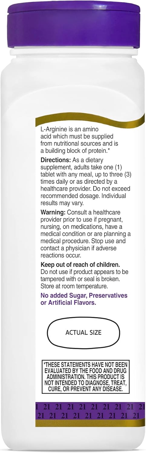 High Potency 21st Century L-Arginine 1000mg Tablets - 100 Count