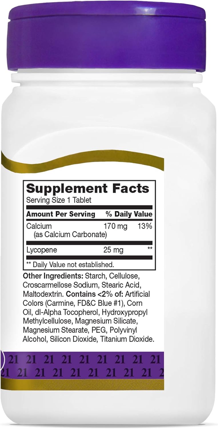 High-Potency 21st Century Lycopene Tablets - 25mg, 60 Count