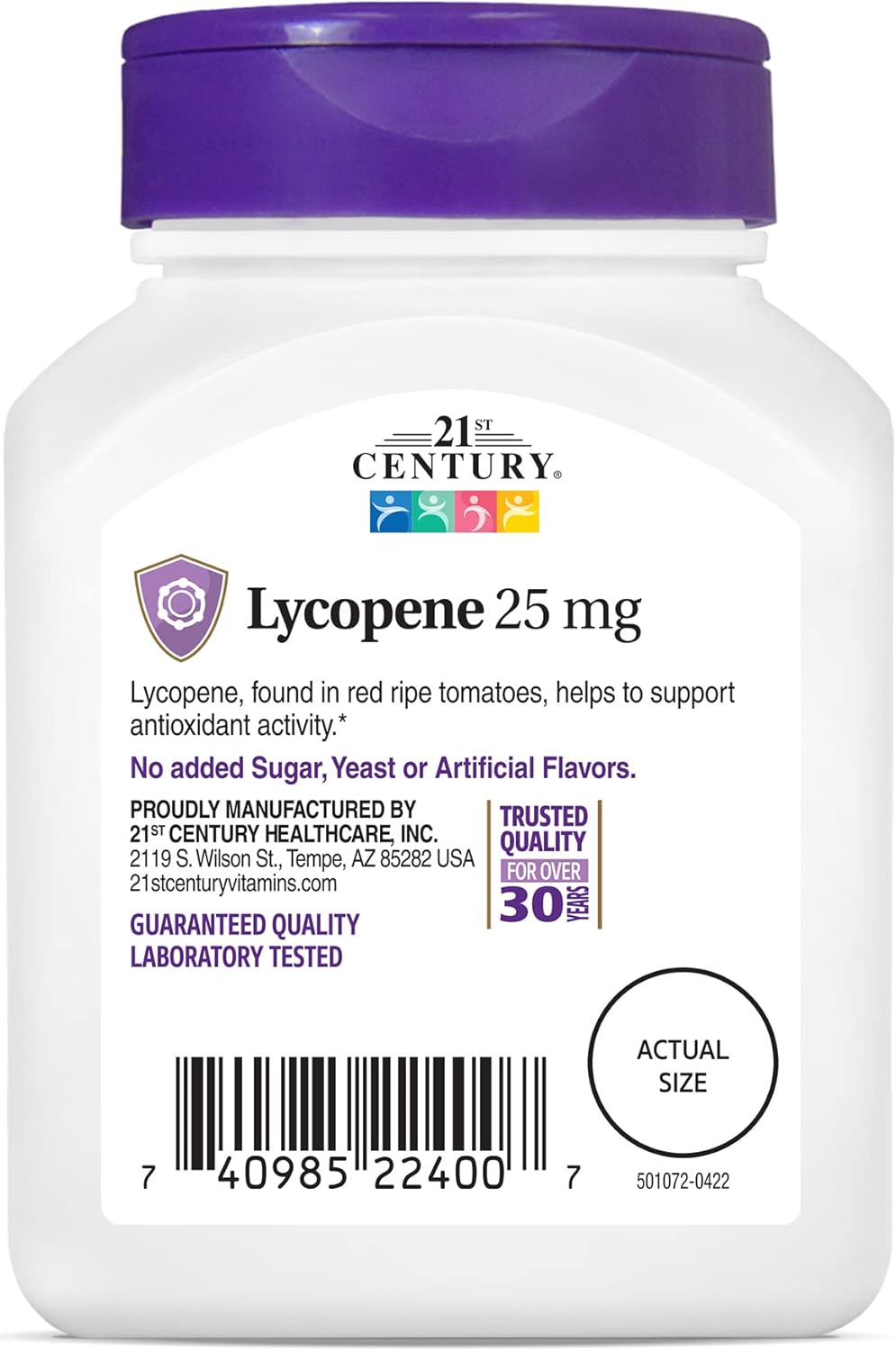 High-Potency 21st Century Lycopene Tablets - 25mg, 60 Count