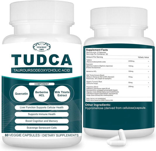 High Potency 2200mg TUDCA Liver Detox & Cleanse Supplement - Gallbladder & Digestive Health Support - 60 Capsules