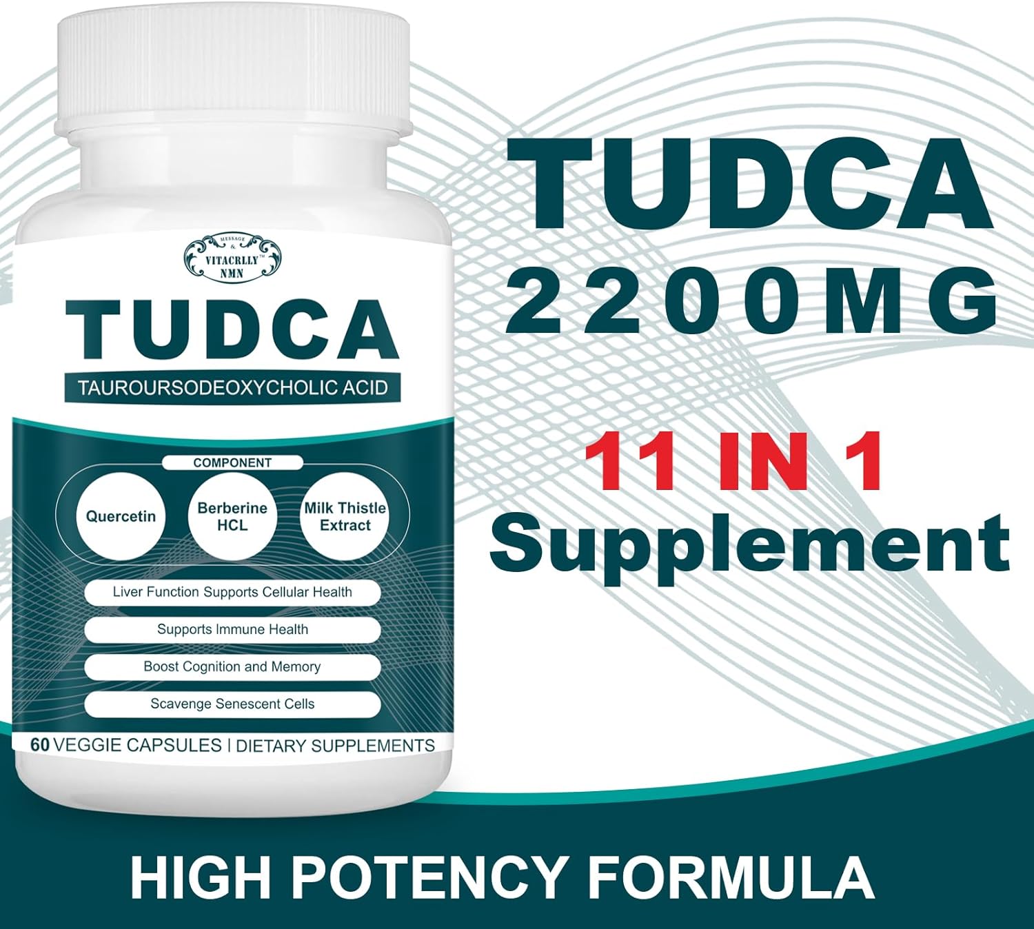 High Potency 2200mg TUDCA Liver Detox & Cleanse Supplement - Gallbladder & Digestive Health Support - 60 Capsules
