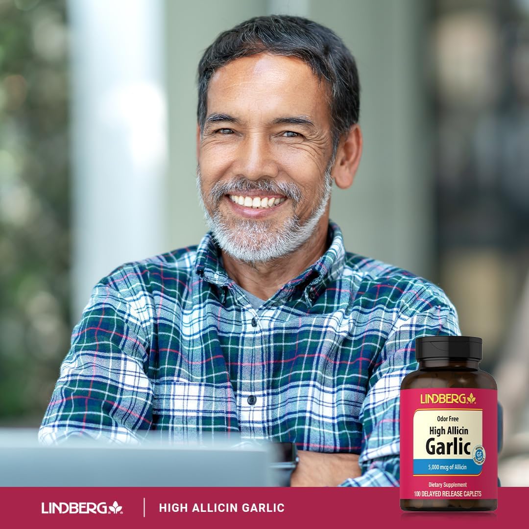 High Potency 5000mg Garlic Supplement | 100 Caplets | Odorless & Non-GMO | Gluten Free Garlic Extract Tablets