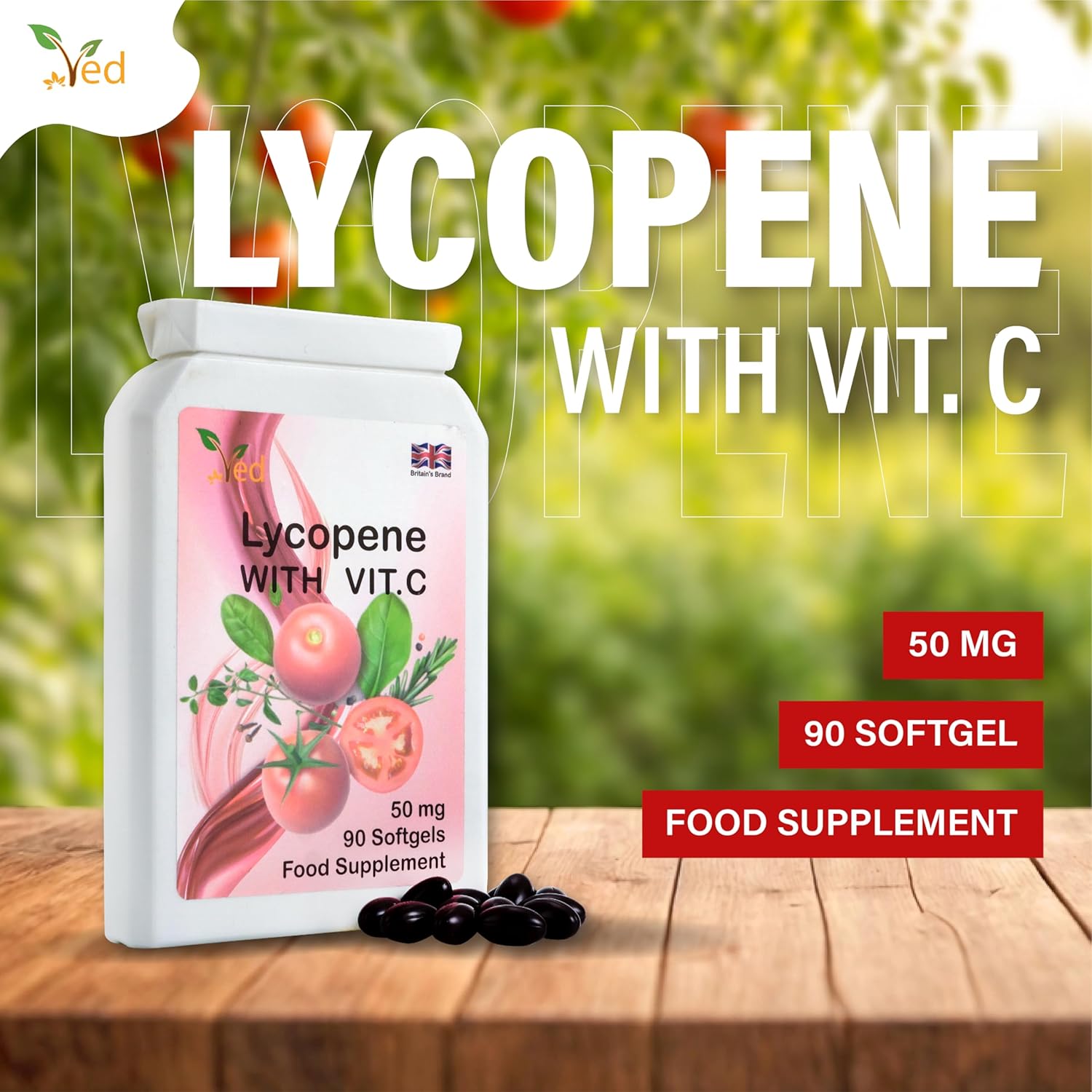 High Potency 50mg Lycopene Supplement in 90 Softgel Capsules