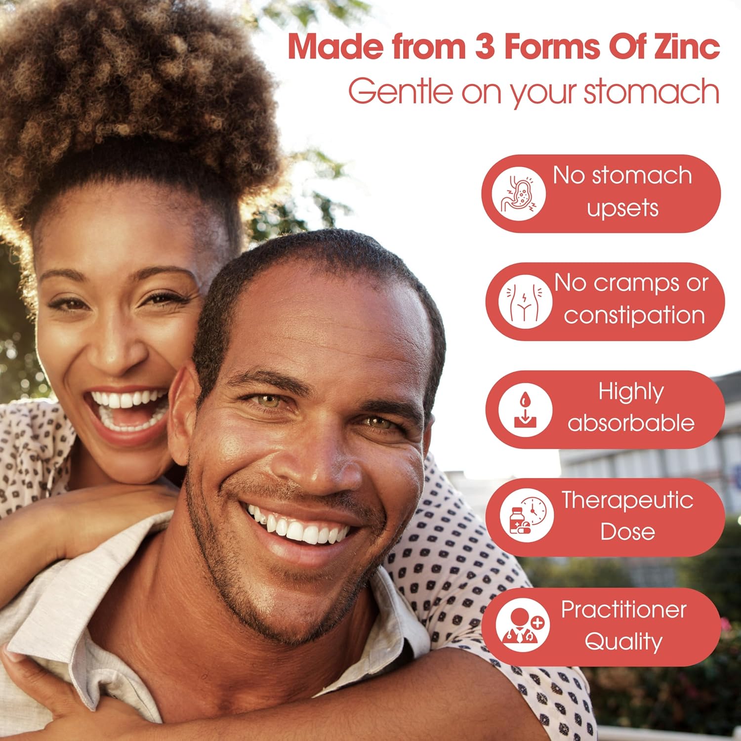 High Potency 50mg Mega Zinc Supplement - 100 Tablets, 3-in-1 Zinc Complex by Pure Micronutrients