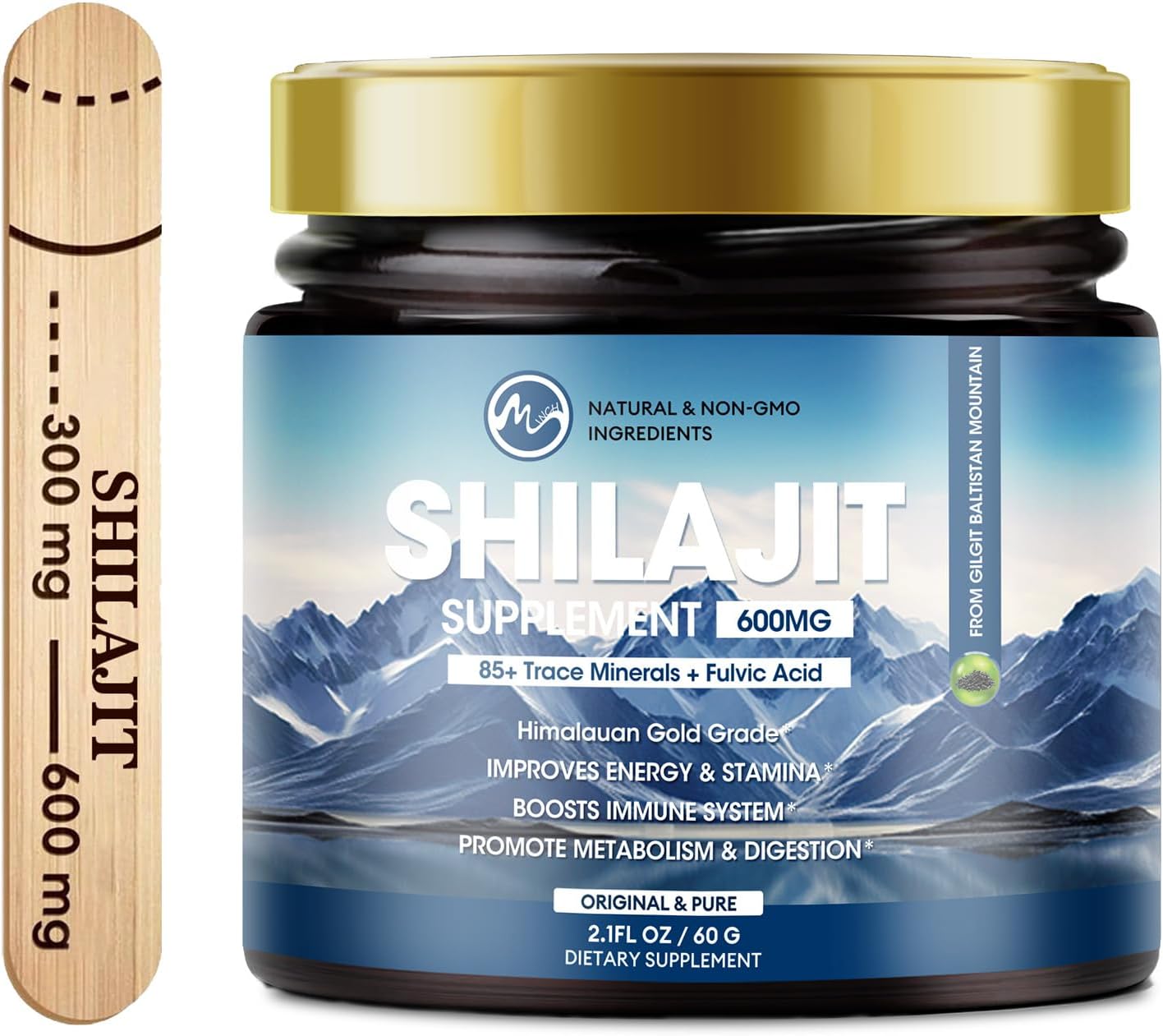 High Potency 600mg Pure Siberia Organic Shilajit Resin for Energy, Strength, and Immunity - Men & Women's Shilajit Resin