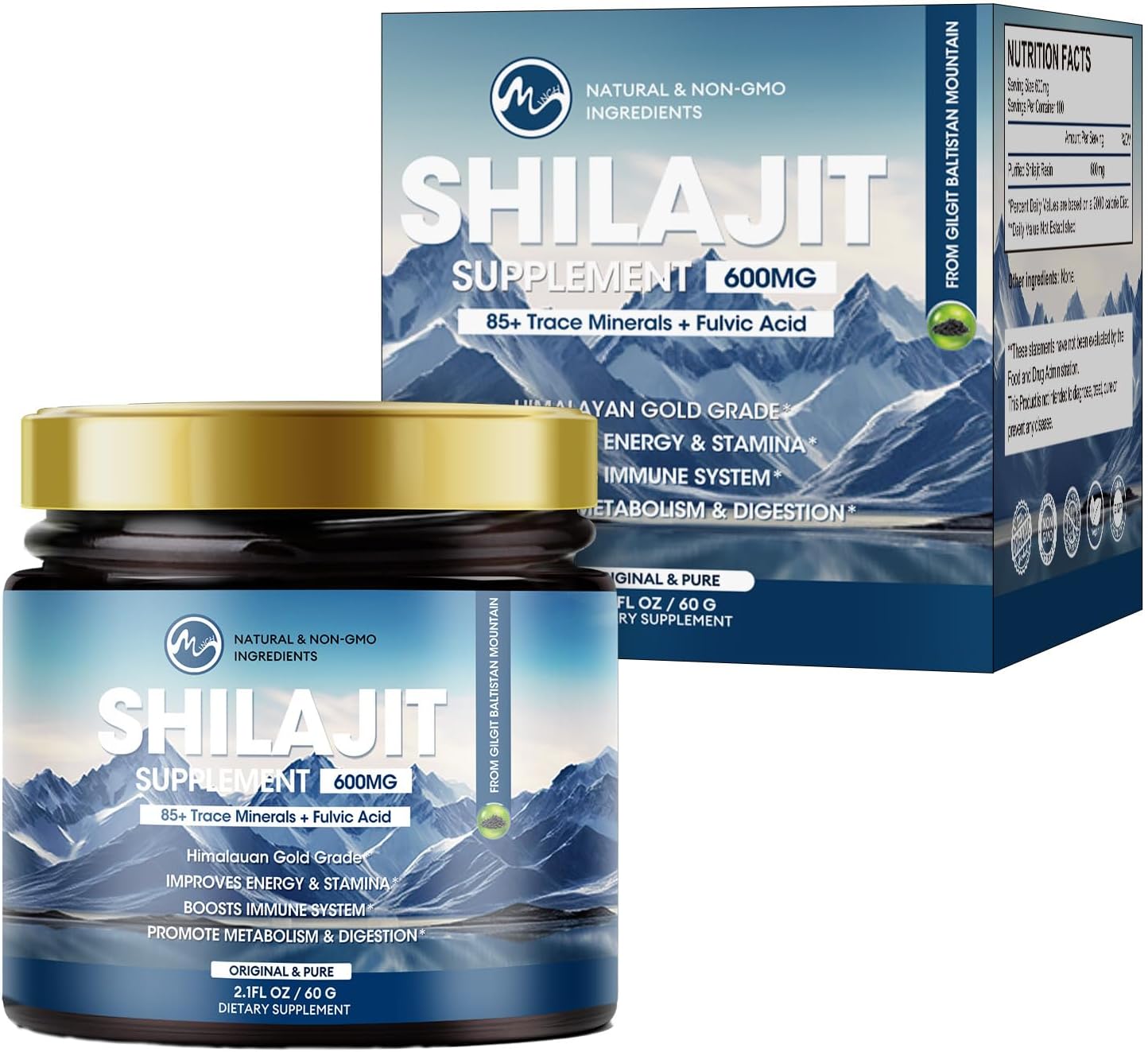 High Potency 600mg Pure Siberia Organic Shilajit Resin for Energy, Strength, and Immunity - Men & Women's Shilajit Resin