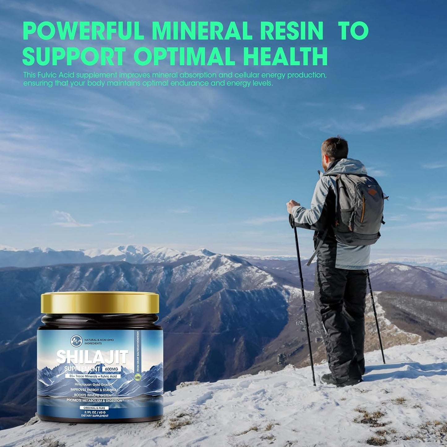 High Potency 600mg Pure Siberia Organic Shilajit Resin for Energy, Strength, and Immunity - Men & Women's Shilajit Resin