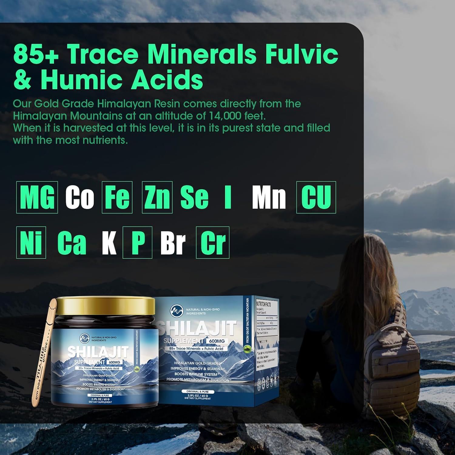 High Potency 600mg Pure Siberia Organic Shilajit Resin for Energy, Strength, and Immunity - Men & Women's Shilajit Resin