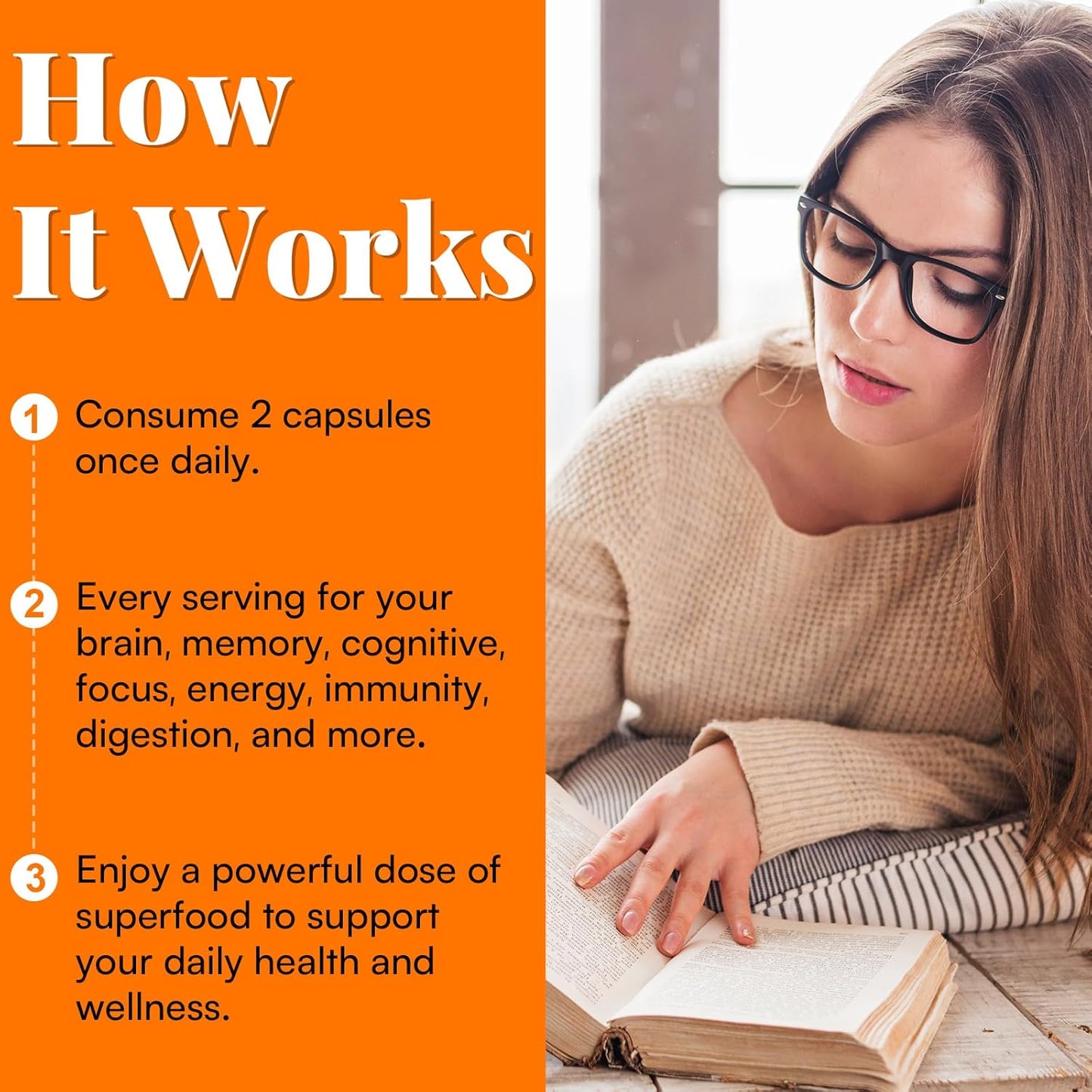 High Potency 70,000mg Lions Mane Supplement Capsules - Boost Memory, Focus, Energy, Mood & Immunity - 60 Capsules