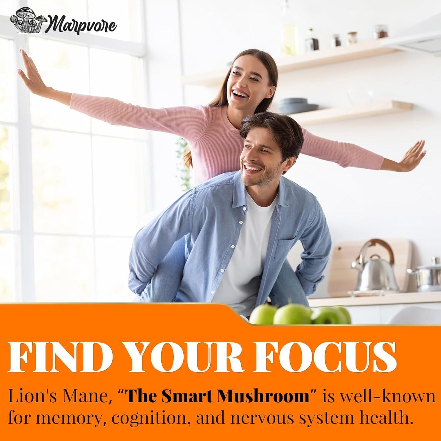 High Potency 70,000mg Lions Mane Supplement Capsules - Boost Memory, Focus, Energy, Mood & Immunity - 60 Capsules