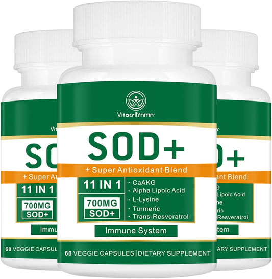 High Potency 700mg SOD Supplement for Cellular Health - Antioxidant Capsules with Superoxide Dismutase - 180 Count