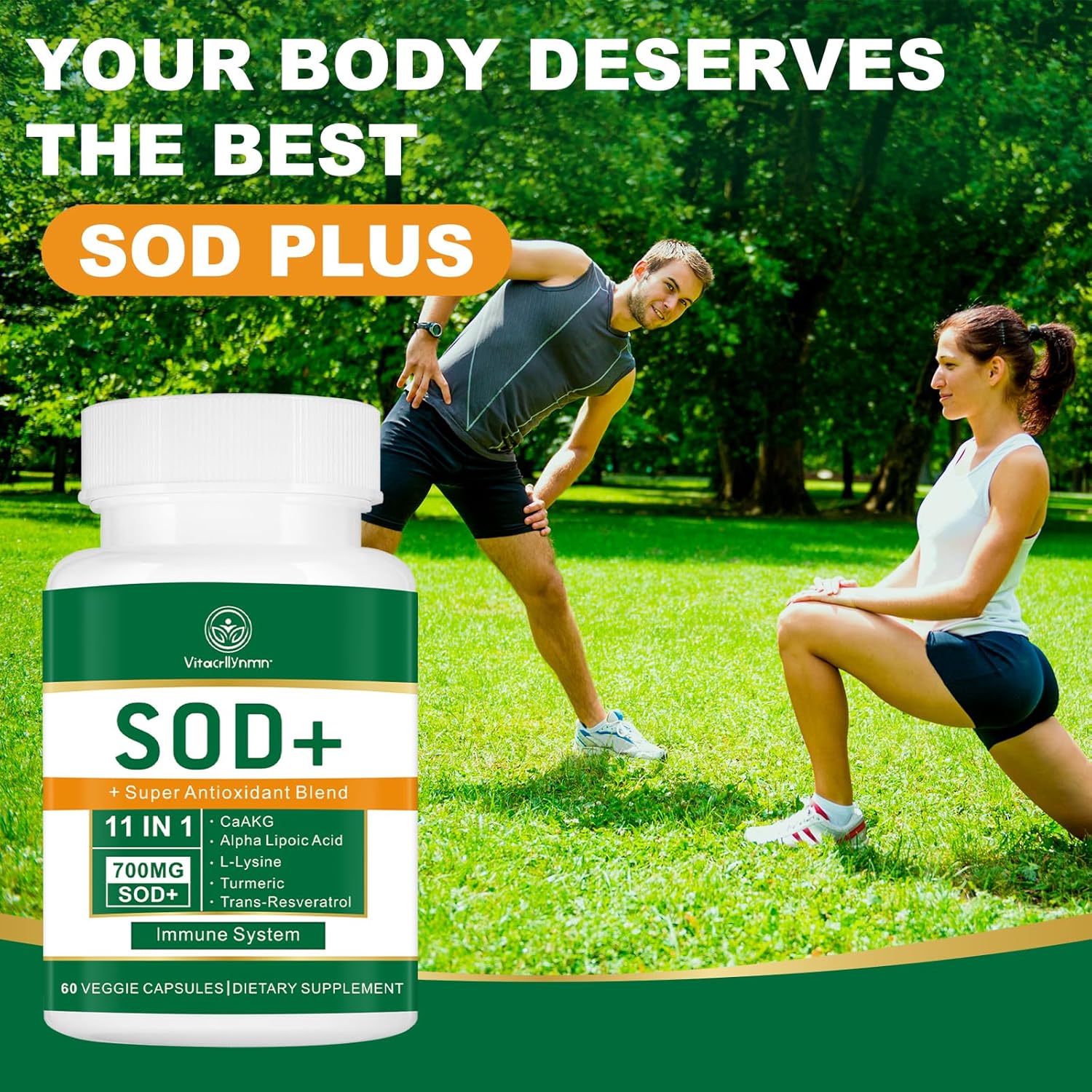 High Potency 700mg SOD Supplement for Cellular Health - Antioxidant Capsules with Superoxide Dismutase - 180 Count