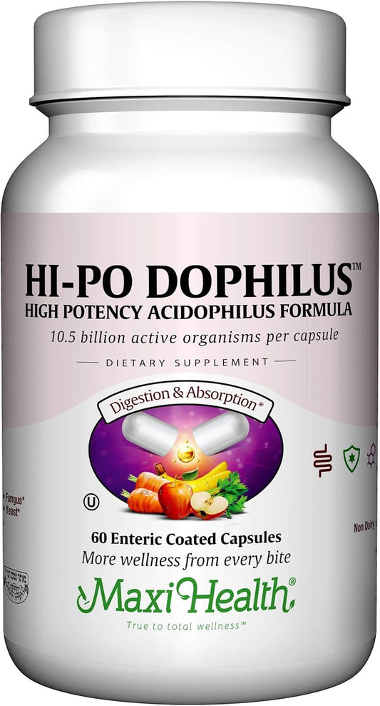 High Potency Acidophilus Probiotics by Maxi Health - Kosher - 60 Capsules