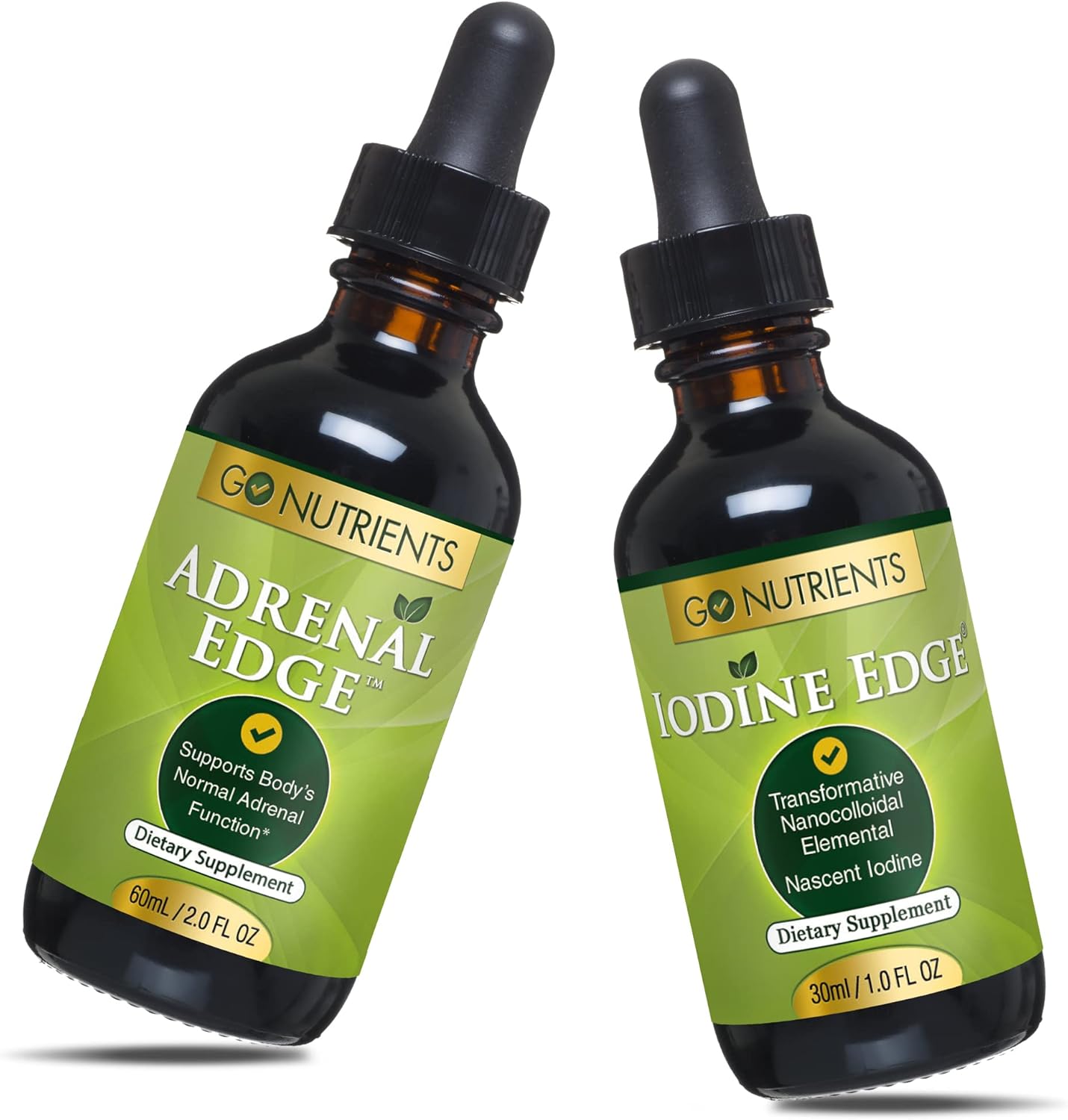 High Potency Adrenal Edge & Nascent Iodine Liquid Drops for Energy & Fatigue - Non-GMO, Gluten-Free Supplement to Manage Cortisol Levels