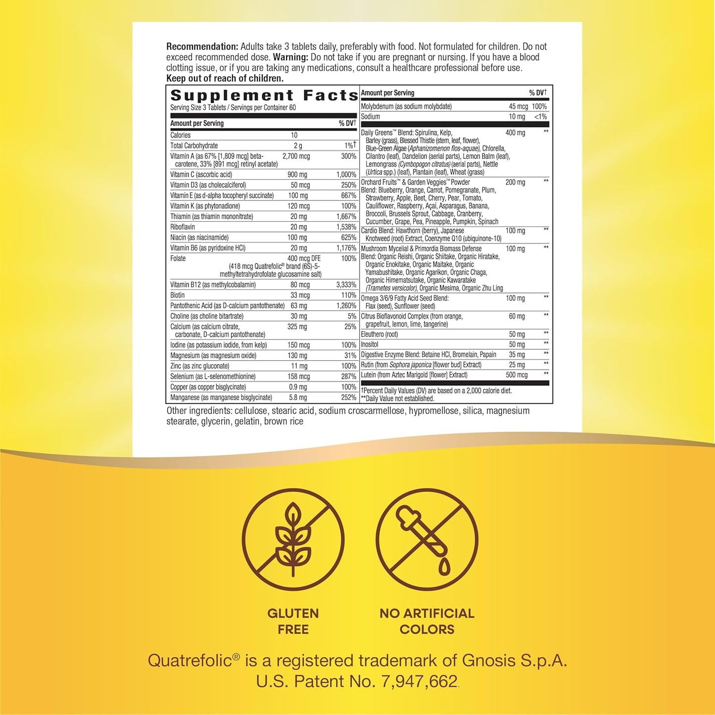 High-Potency Adult Multivitamin with B-Vitamins for Energy, Methylated B12 & Folate, 180 Tablets