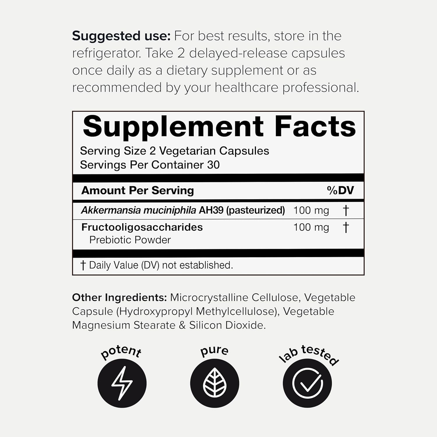 High Potency Akkermansia Muciniphila Probiotic with 10 Billion n-AFU - Supports Gut Health & GLP-1 - Lab-Tested for Purity - 60 Caps