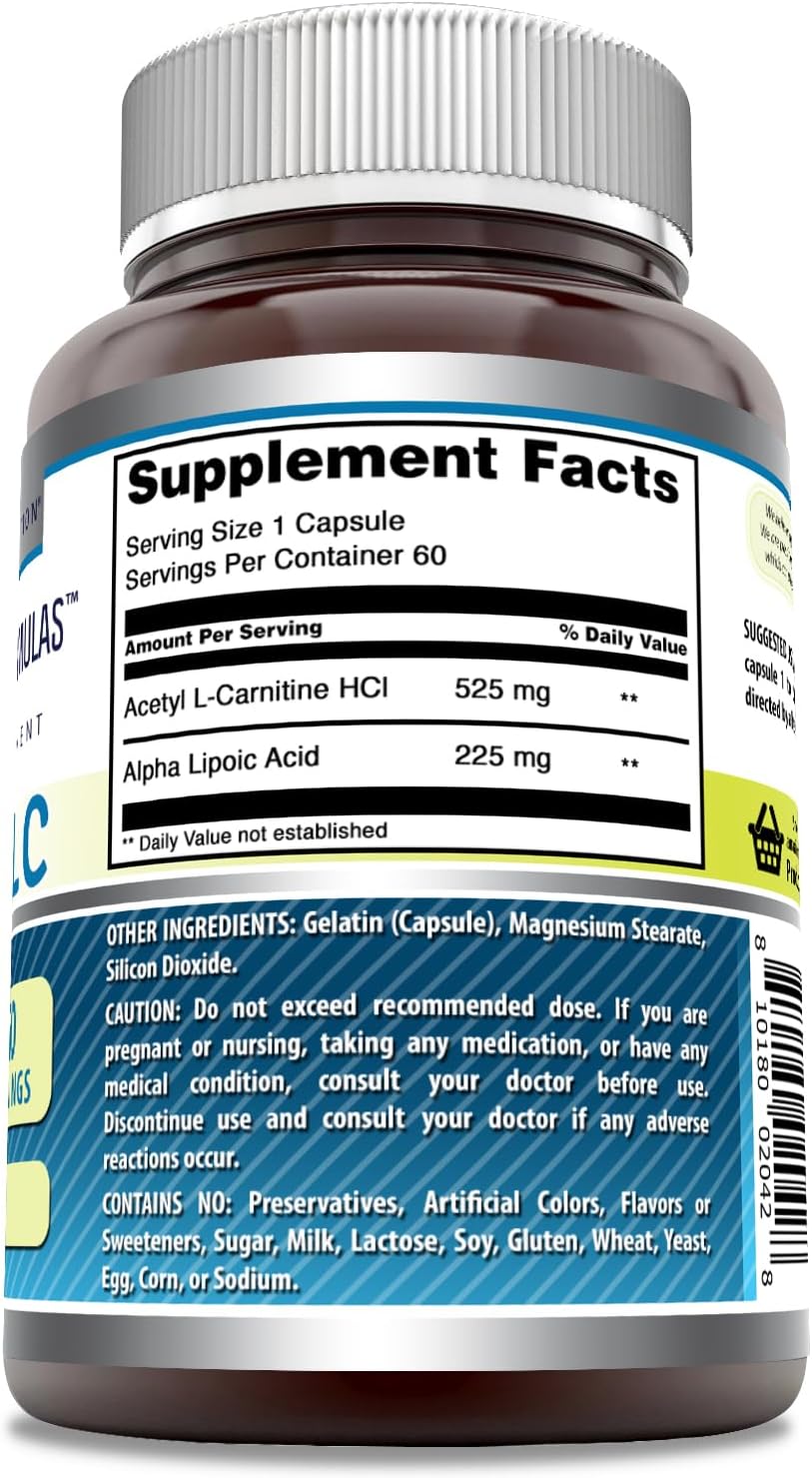 High Potency Ala/ALC Supplement - 750 mg, 60 Capsules for Enhanced Nutrition
