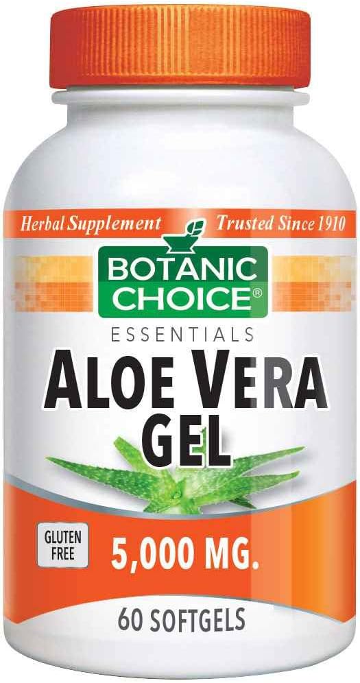 High Potency Aloe Vera Gel Softgels - 5000 mg, 60 Count - Botanic Choice