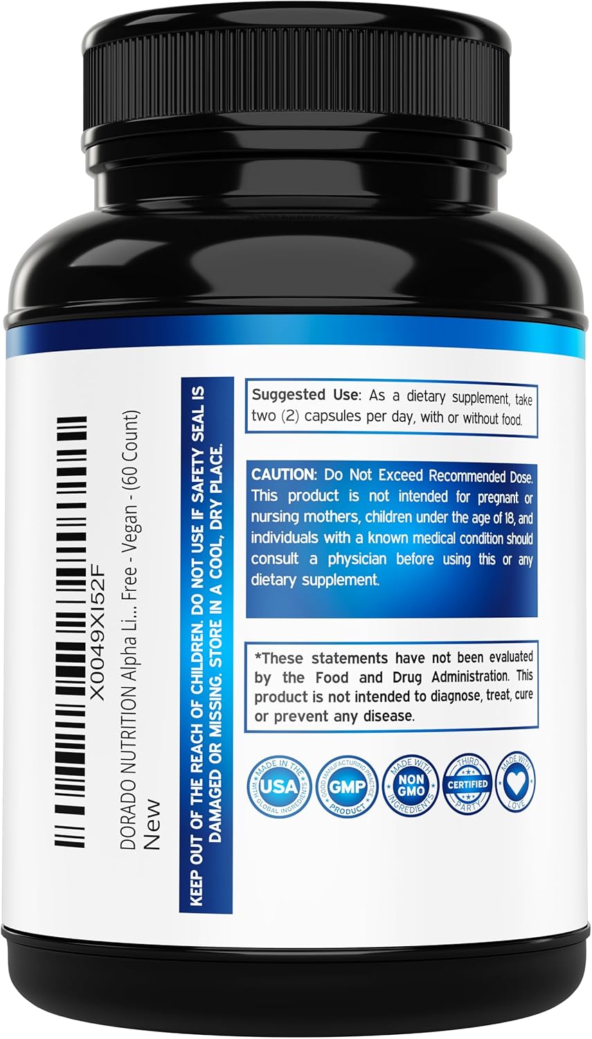 High Potency Alpha Lipoic Acid 600mg Capsules - Antioxidant for Neuropathy & Heart Health - Non-GMO, Gluten Free, Vegan - 60 Count - USA Made