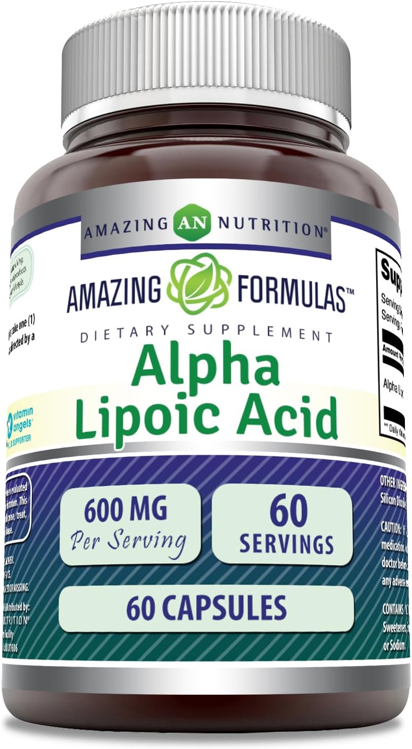 High Potency Alpha Lipoic Acid 600mg Capsules | Non-GMO, Gluten Free Supplement | Made in USA | 60 Count