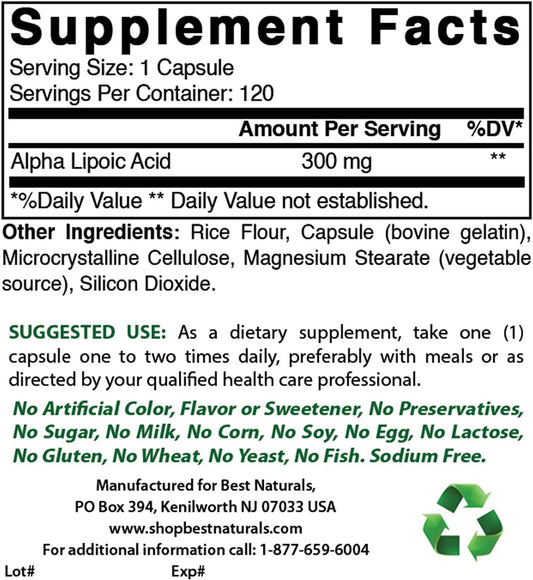 High Potency Alpha Lipoic Acid and NAC Supplement - 300mg ALA & 600mg NAC Capsules for Overall Wellness