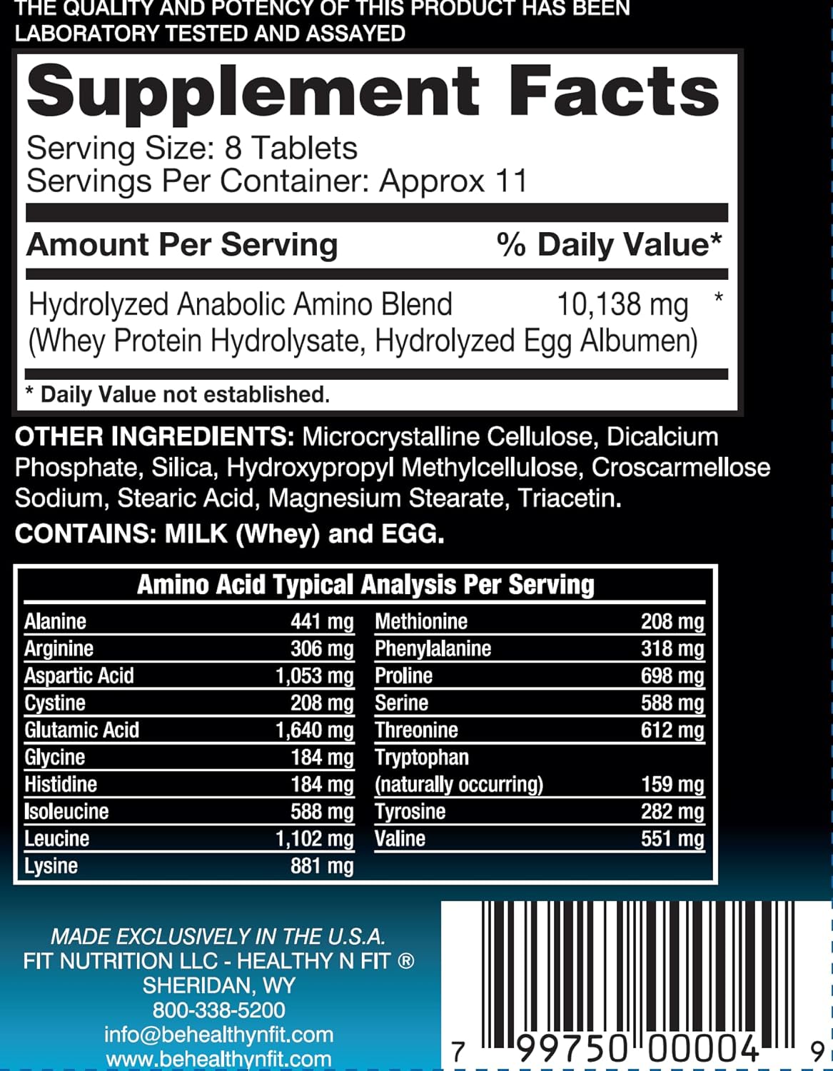 High Potency ANABOLIC Amino 10,000 Tablets - Essential & Branched-Chain Amino Acids, 90 Tablets