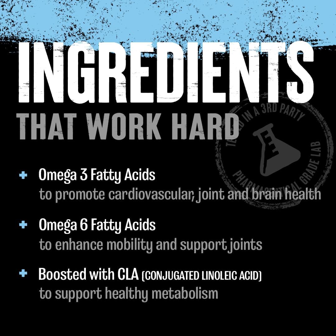 High Potency Animal Omega Essential Fatty Acids Supplement - 3500mg Omega 3 & 6 with EPA, DHA, ALA, CLA, GLA - Heart, Brain, Joint, Skin, Eye Health - 30 Day Pack