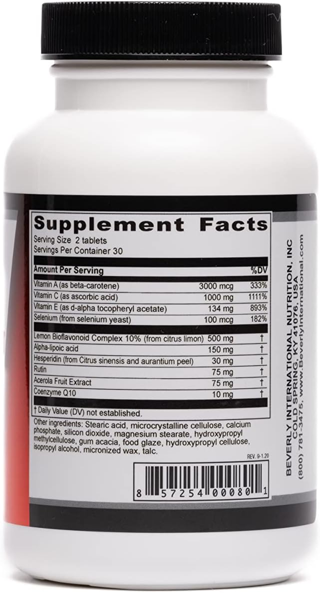 High Potency Anti-Aging Antioxidant Supplement with Vitamins A, C, E, and Selenium - 60 Tablets by Beverly International