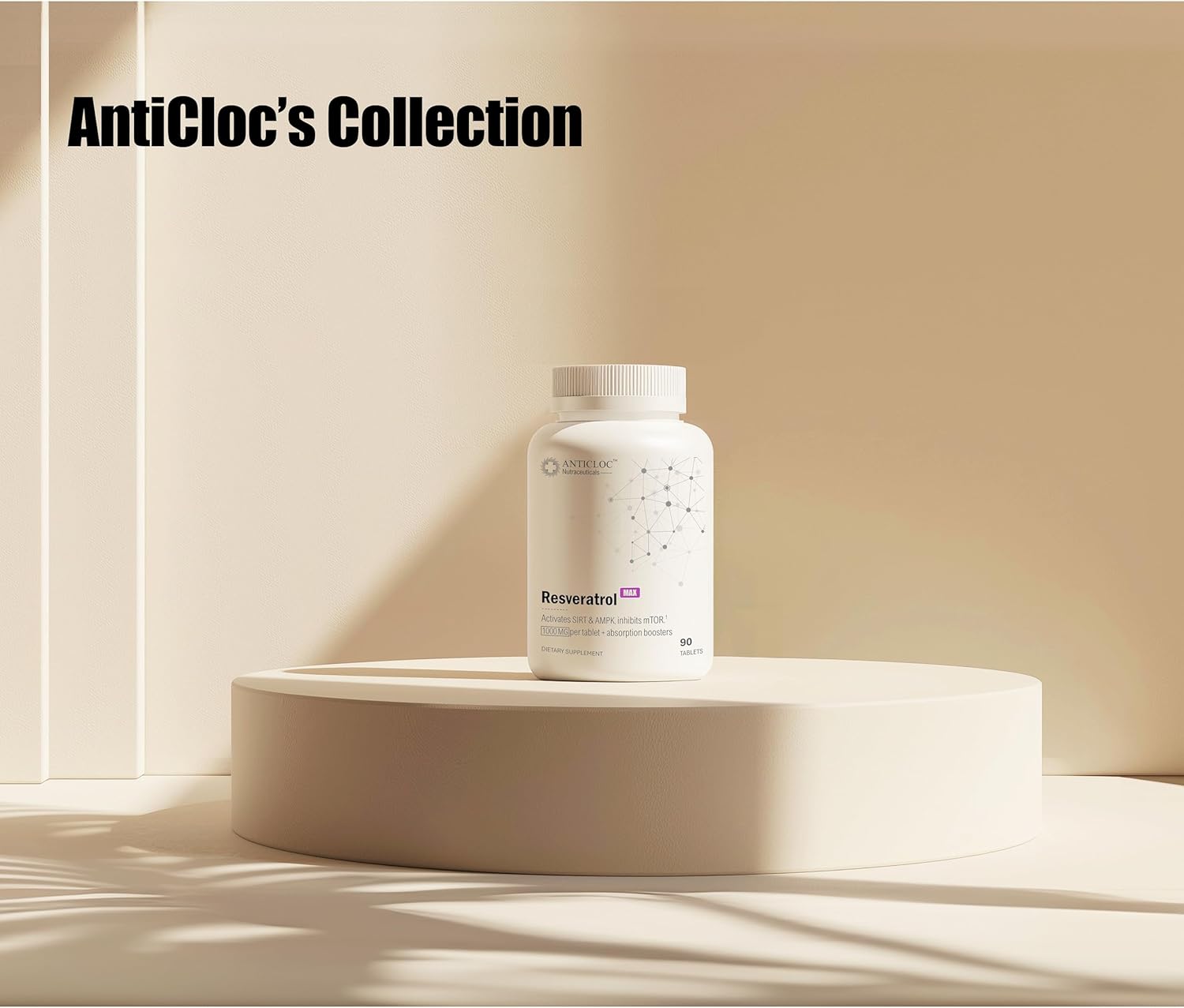 High Potency AntiCloc Premium Resveratrol Tablets - 90 Day Supply | 1000MG | 98% Purity | Enhanced Absorption | Supports SIRT1 and AMPK | Promotes Autophagy | Anti-Aging Formula