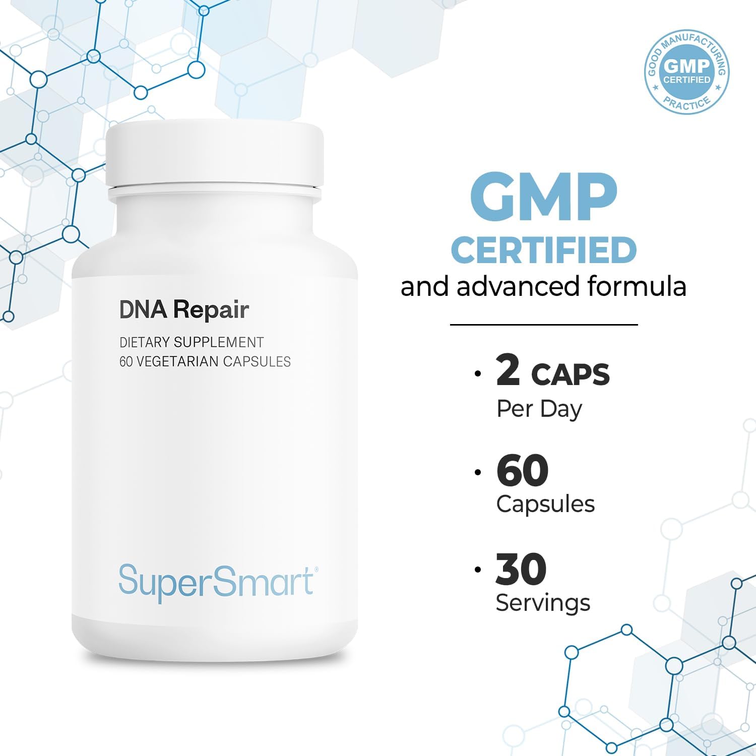 High Potency Antioxidant Supplement with AC-11 & Sulforaphane - DNA Repair Formula - Non-GMO & Gluten Free - 60 Capsules