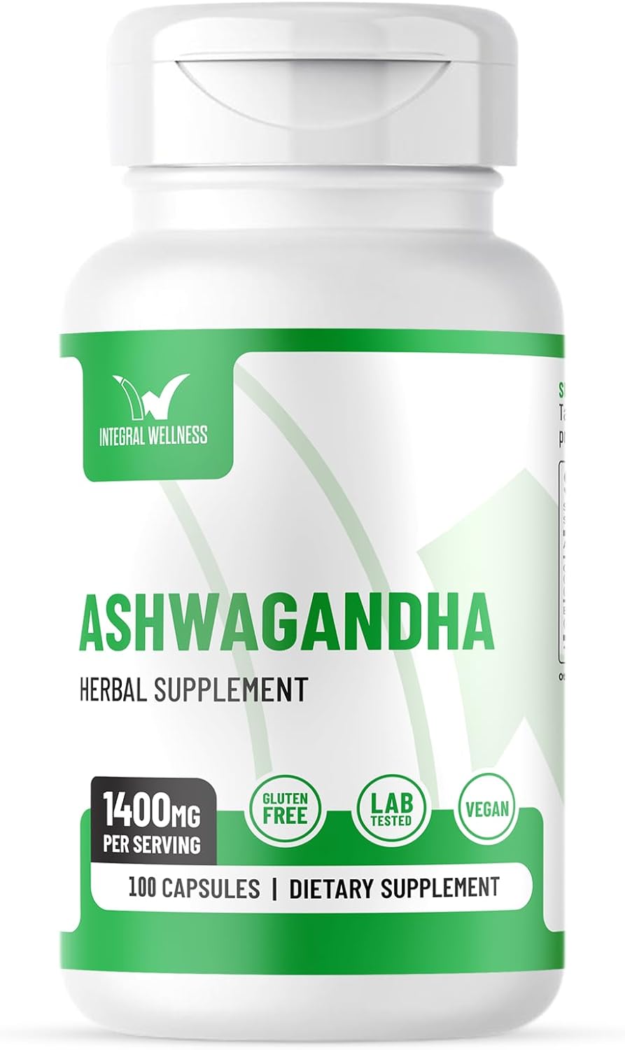 High-Potency Ashwagandha Capsules with Black Pepper Extract - 1400mg (100 Count) | Vegan, Third-Party Tested & Filler-Free