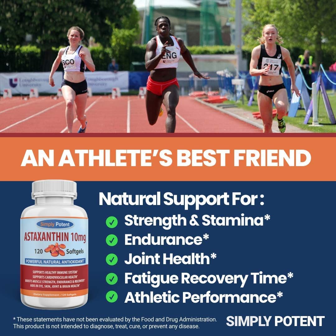 High Potency Astaxanthin Softgels 10mg - 120 Capsules - Natural Antioxidant Supplement for Joint, Heart, Brain, Skin, Eyes, & Fatigue Relief