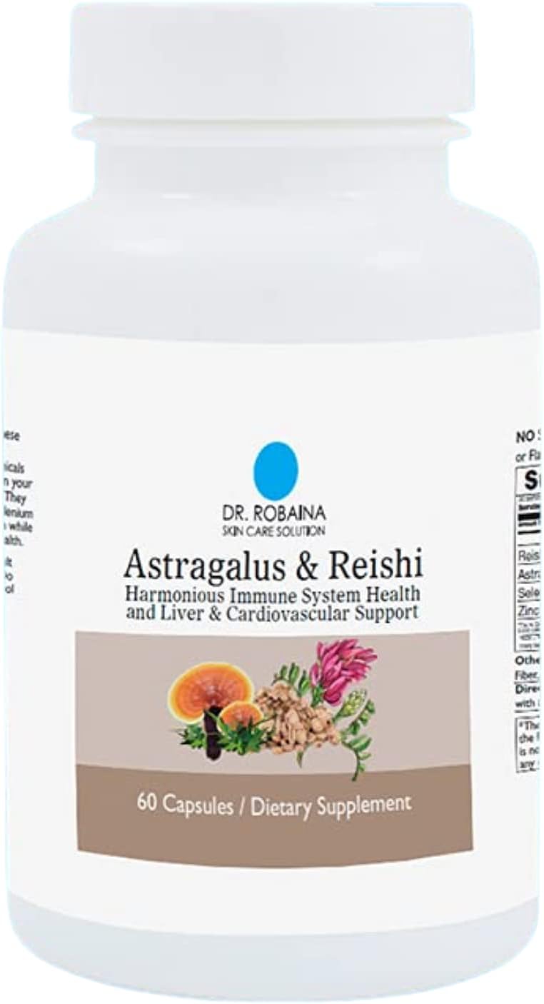 High-Potency Astragalus & Reishi Capsules for Immune, Liver, and Cardiovascular Support - Vegan, Non-GMO - 60 Capsules