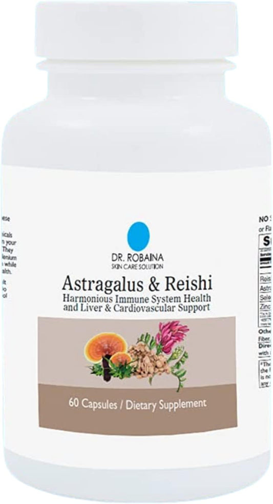 High-Potency Astragalus & Reishi Capsules for Immune, Liver, and Cardiovascular Support - Vegan, Non-GMO - 60 Capsules