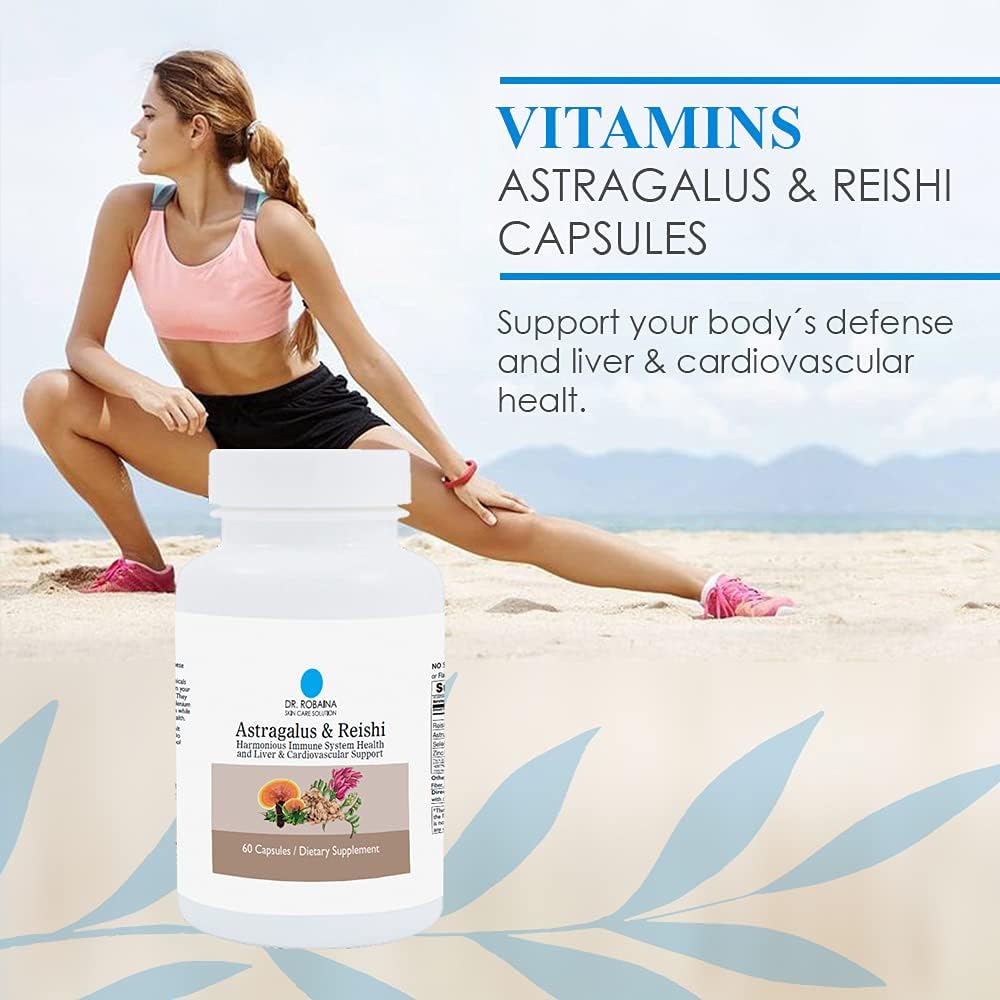 High-Potency Astragalus & Reishi Capsules for Immune, Liver, and Cardiovascular Support - Vegan, Non-GMO - 60 Capsules