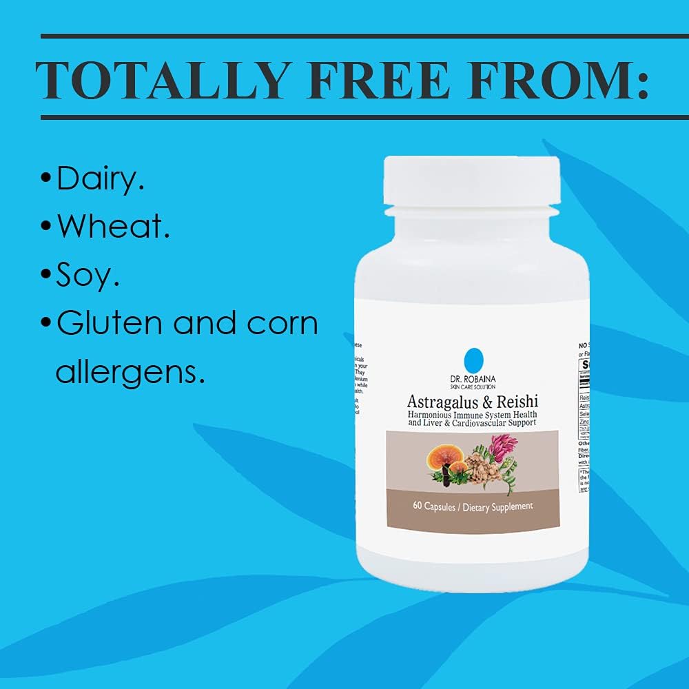 High-Potency Astragalus & Reishi Capsules for Immune, Liver, and Cardiovascular Support - Vegan, Non-GMO - 60 Capsules