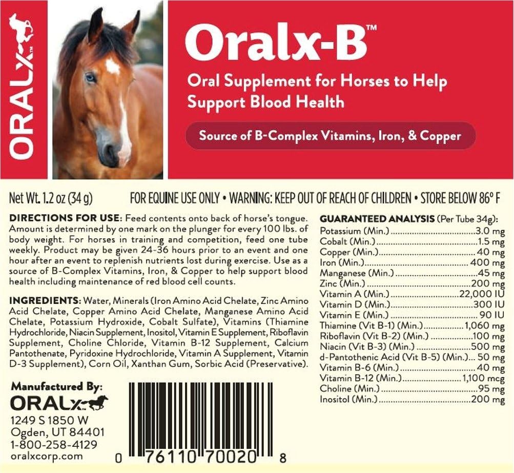 High-Potency B-Vitamin and Chelated Mineral Booster Oral Paste for Horses - Made in USA with Guaranteed Analysis