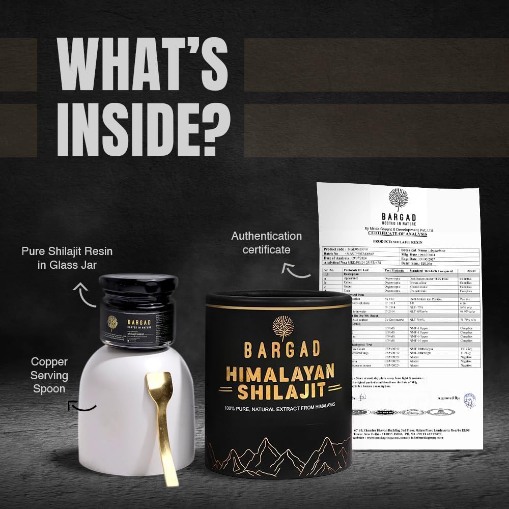 High Potency Bargad Pure Himalayan Shilajit Resin for Energy Boost & Immune Support | Lab Tested Gold Grade 100% Pure Shilajit with Fulvic Acid & 85+ Trace Minerals | 30 Gm for Men & Women