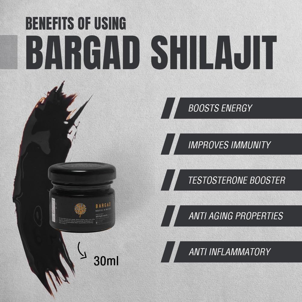 High Potency Bargad Pure Himalayan Shilajit Resin for Energy Boost & Immune Support | Lab Tested Gold Grade 100% Pure Shilajit with Fulvic Acid & 85+ Trace Minerals | 30 Gm for Men & Women