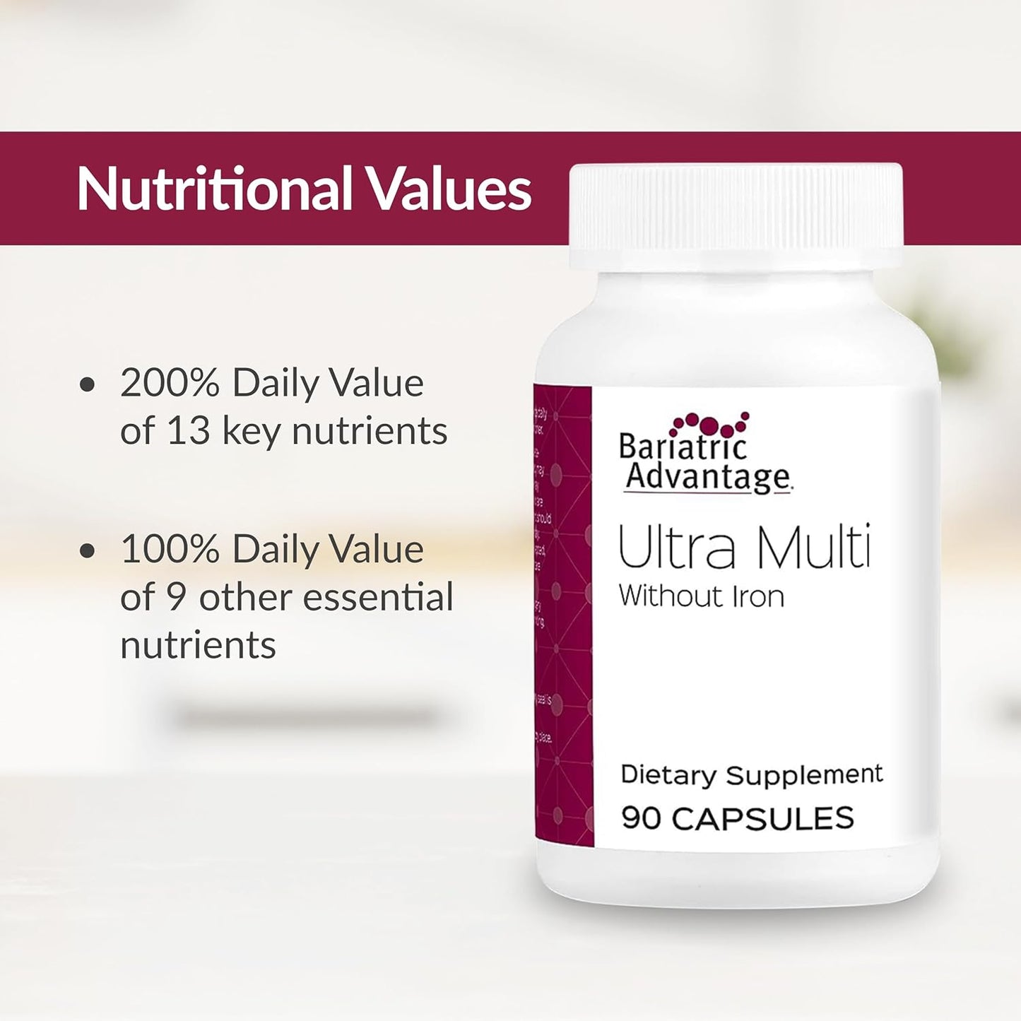 High Potency Bariatric Advantage Ultra Multi Multivitamin - Iron-Free, 90 Capsules