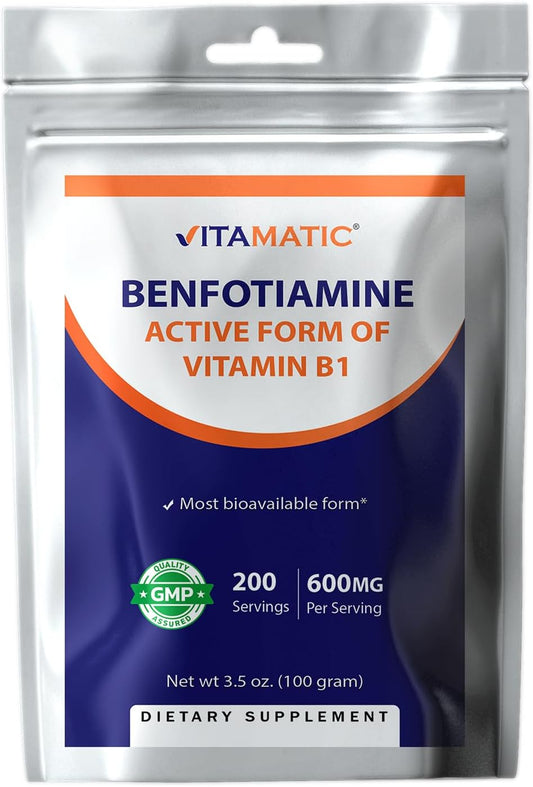 High Potency Benfotiamine Powder - 600 mg per Serving - 100g - Fat-Soluble Vitamin B1 Supplement