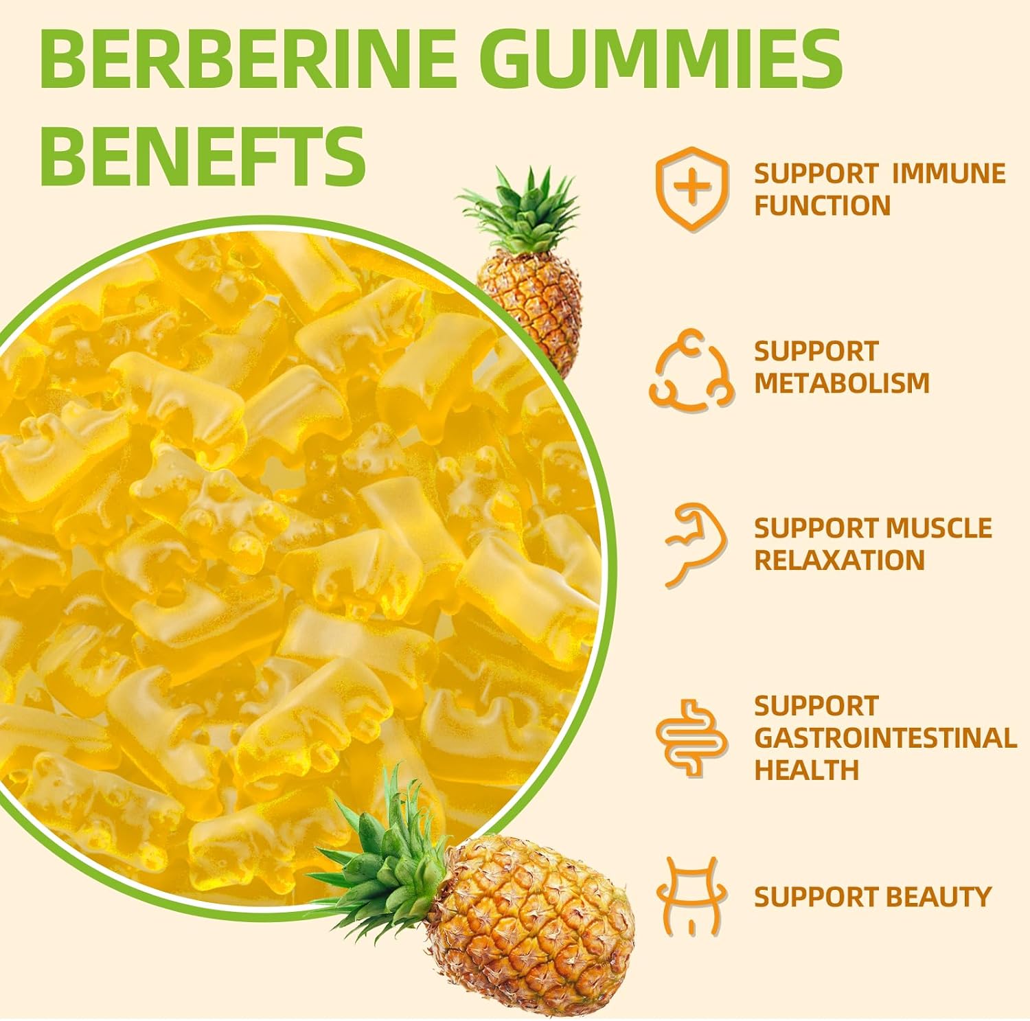 High Potency Berberine Gummies with Ceylon Cinnamon for Immune & Metabolism Support - 120 Count