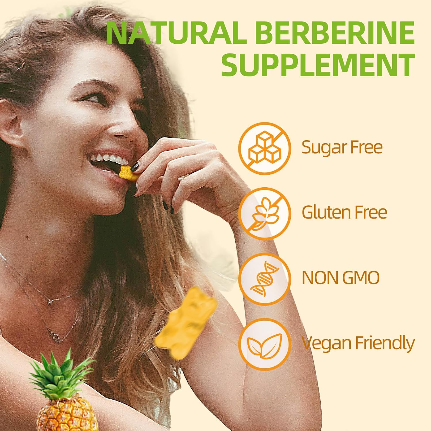 High Potency Berberine Gummies with Ceylon Cinnamon for Immune & Metabolism Support - 120 Count