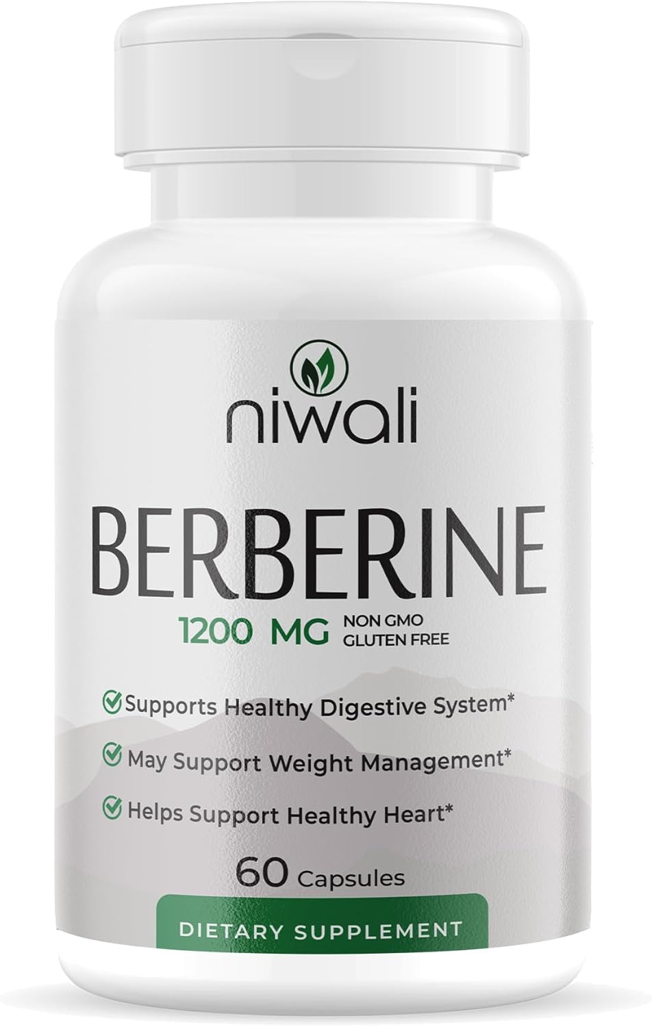 High Potency Berberine HCI Root Supplement - 1200mg Per Serving - Heart & Immune Support - Non-GMO & Gluten-Free - 60 Capsules