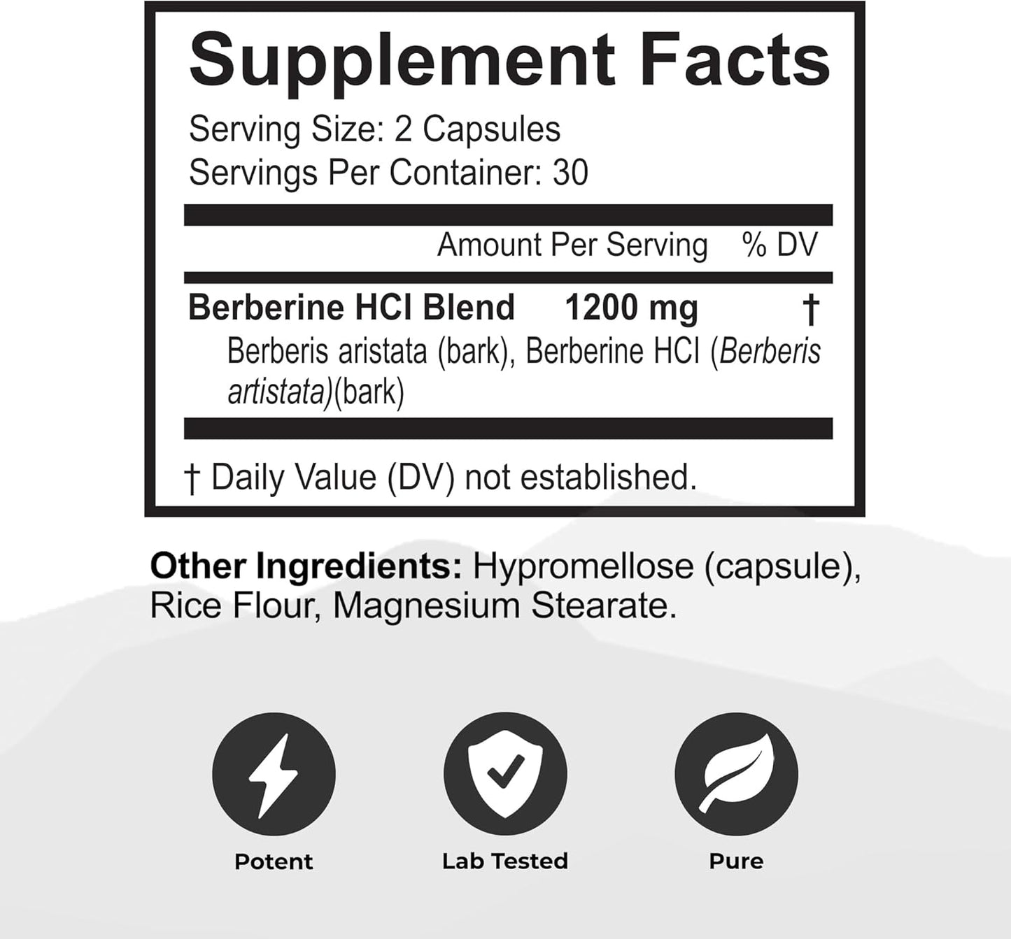 High Potency Berberine HCI Root Supplement - 1200mg Per Serving - Heart & Immune Support - Non-GMO & Gluten-Free - 60 Capsules