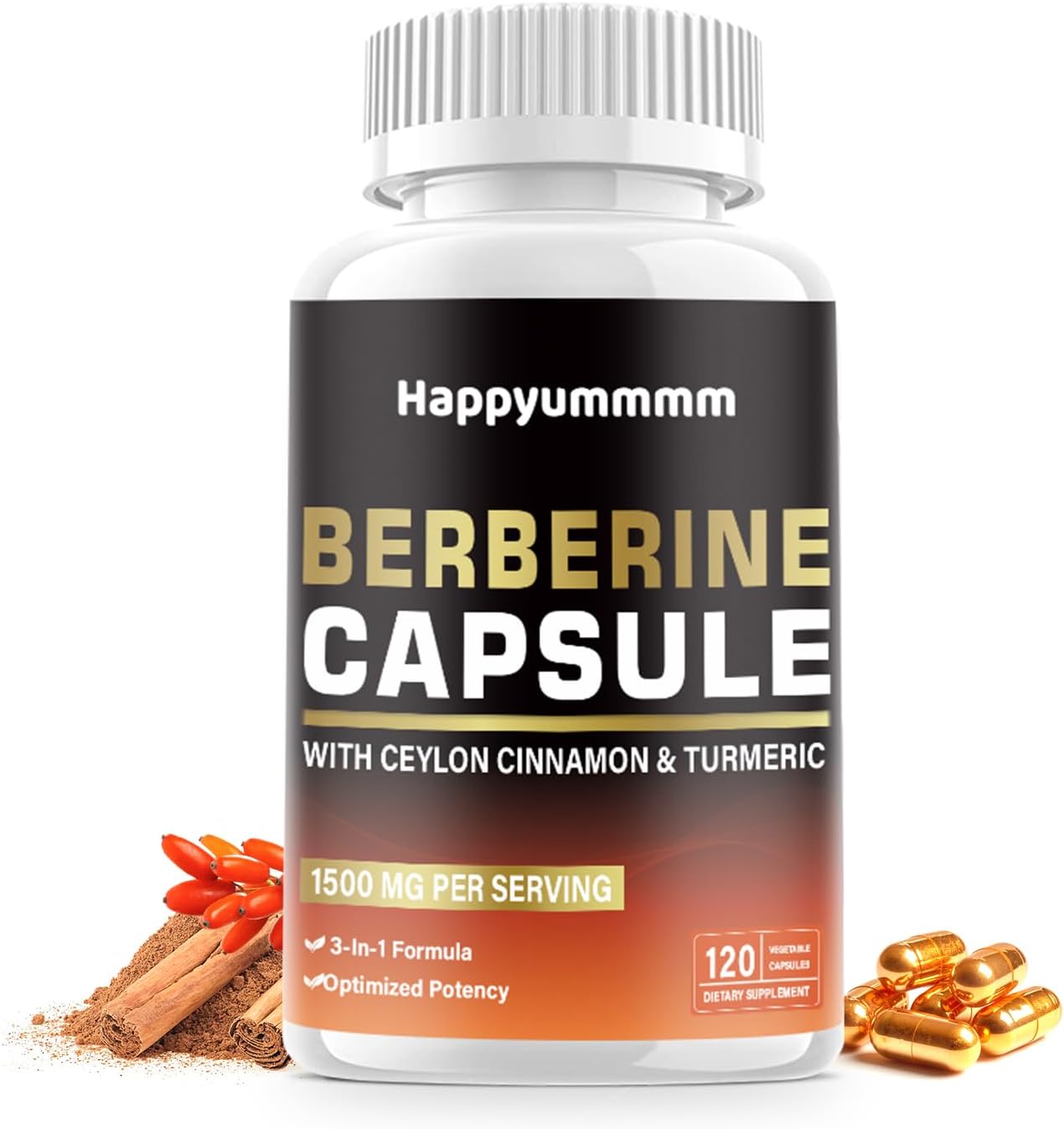 High Potency Berberine Supplement - 1500mg Berberine Per Serving, 120 Capsules for Health and Wellness