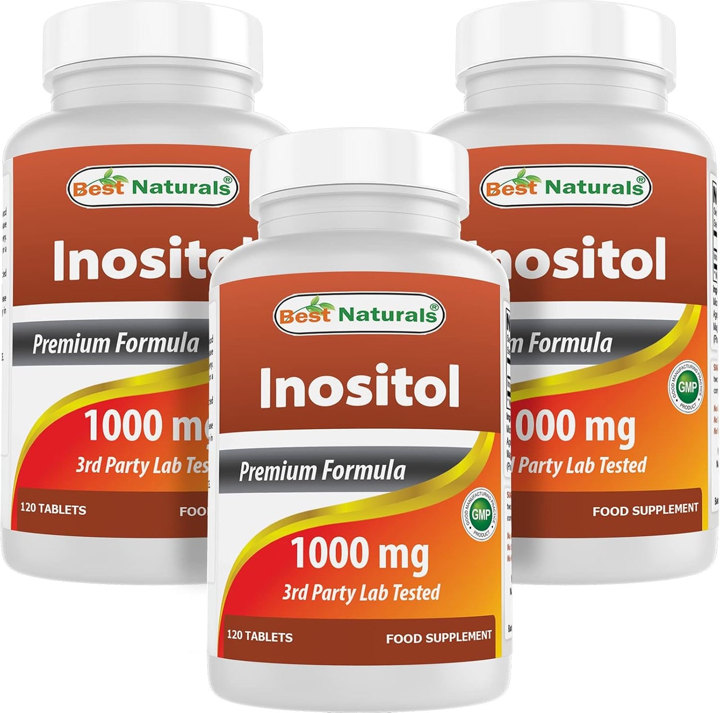 High Potency Best Naturals Inositol 1000 mg Tablets - 120 Count Pack of 1 & 3 - Promotes Mood Balance and Hormonal Health