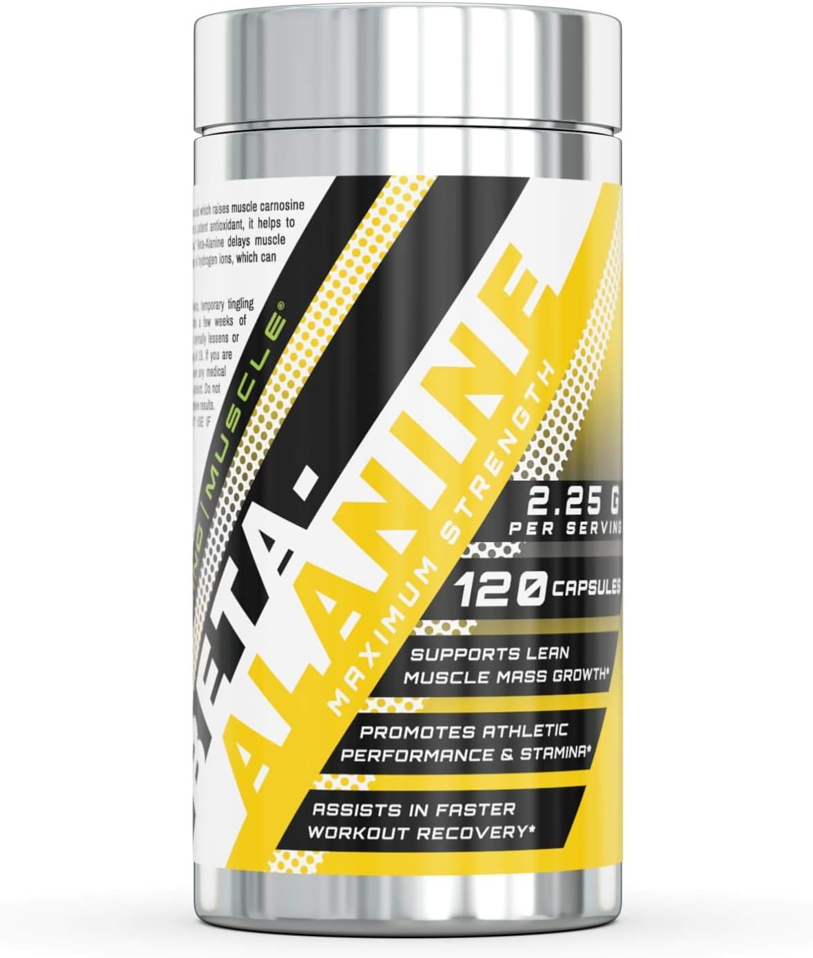 High Potency Beta Alanine Amino Acid Capsules - 2250mg Per Serving - Pre & Post Workout Supplement - Unflavored - 120 Count